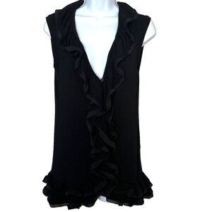 Y2k Black Ruffled Top Blouse Small Vivienne Tam Tunic Dark Coquette Soft Rayon
